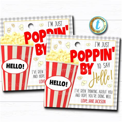 Just Popping By To Say Hi Free Printable